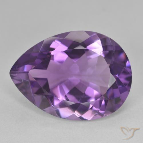15.83ct 天然 ミディアムバイオレット アメジスト, 洋梨の形, VVS-VS