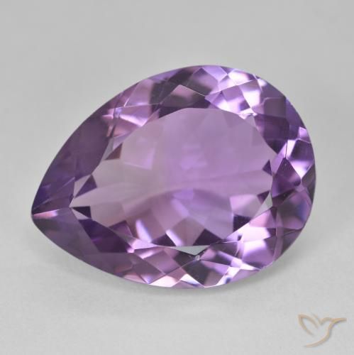16.99ct 天然 Medium Light Purplish-Violet アメジスト, 洋梨の形, VVS-VS