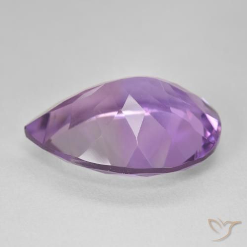 16.99カラットの天然Medium Light Purplish-Violetアメジスト、洋梨の形、VVS-VS