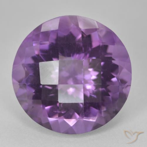 19.76ct 天然 ミディアムバイオレット アメジスト, ラウンド, VVS-VS