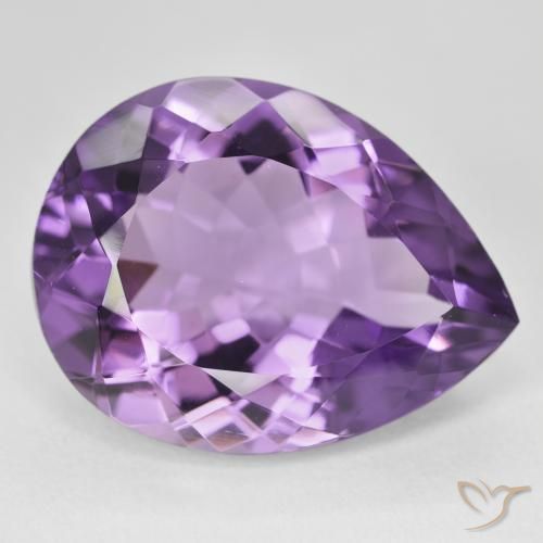18.07カラットの天然Medium Light Purplish-Violetアメジスト、洋梨の形、VVS