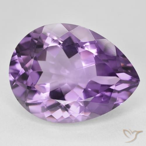 18.17カラットの天然Medium Light Purplish-Violetアメジスト、洋梨の形、VVS