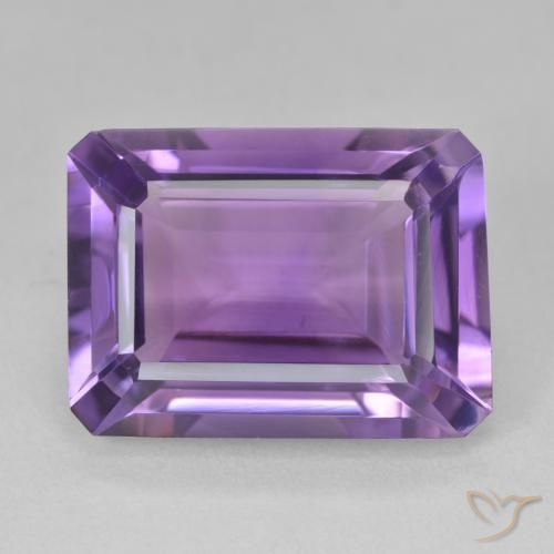 14.14ct 天然 ミディアムバイオレット アメジスト, エメラルドカット, VVS