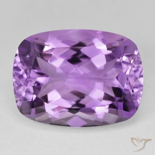 19.24ct 天然 薄いミディアムバイオレット アメジスト, クッション, VVS-VS