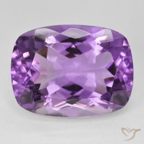 19.53ct 天然 薄いミディアムバイオレット アメジスト, クッション, VVS