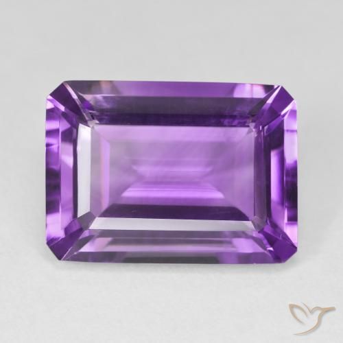 14.38ct 天然 鮮やかなバイオレット アメジスト, エメラルドカット, VVS-VS