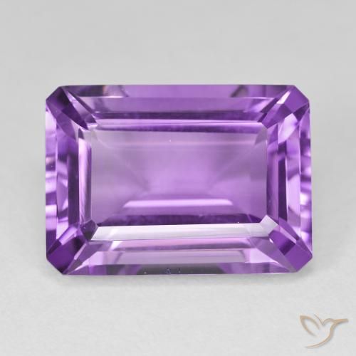 15.32ct 天然 鮮やかなバイオレット アメジスト, エメラルドカット, VVS-VS