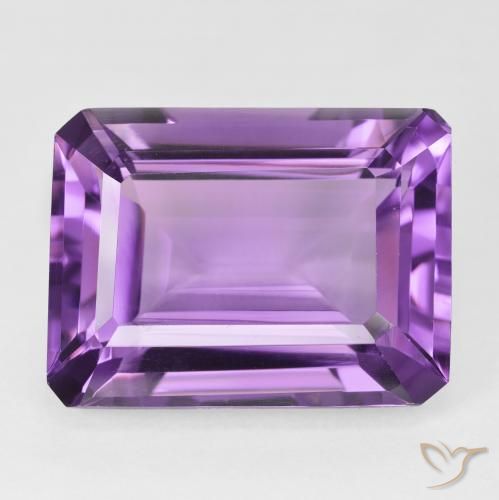 22.20ct 天然 ミディアムピンクがかったバイオレット アメジスト, エメラルドカット, VVS