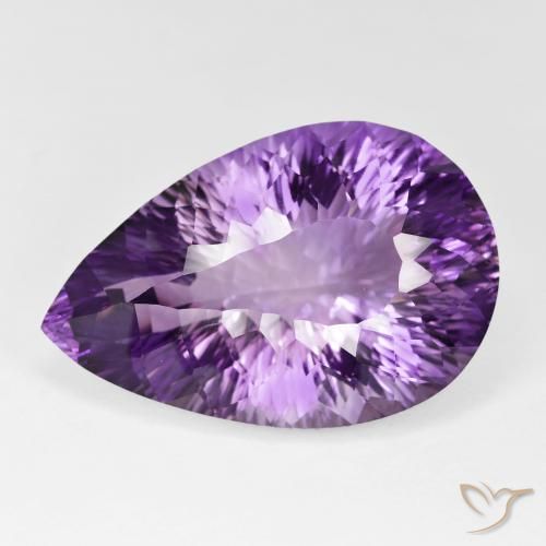 64.82ct 天然 鮮やかなバイオレット アメジスト, 洋梨の形, IF