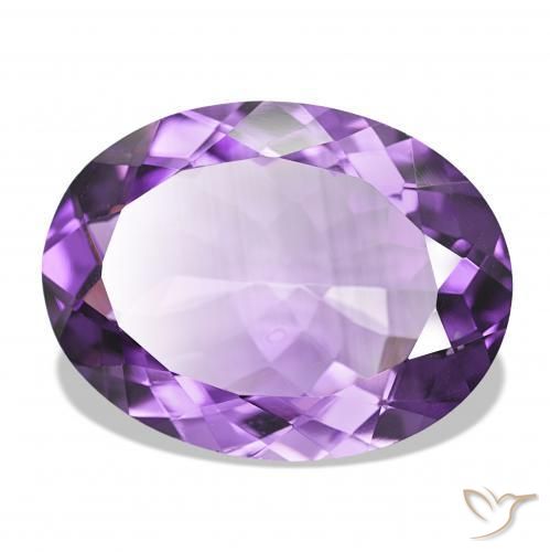 14.63カラットの天然ミディアムバイオレットアメジスト、オーバルカット、IF