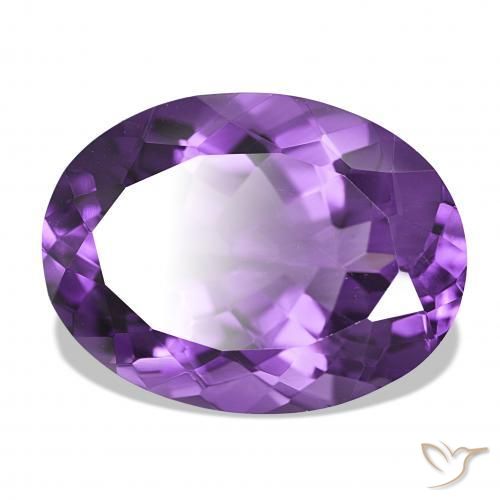 17.08カラットの天然Medium Dark-Violetアメジスト、オーバルカット、IF