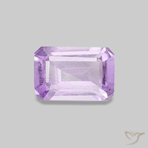 0.52ct 淡いピンクがかった紫 アメジスト, エメラルドカット, VS-SI