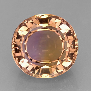 15.84カラットの天然バイカラーアメトリン（15.5×14.8 mm・オーバルカット）
