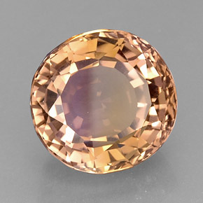 15.84カラットの天然バイカラーアメトリン（15.5×14.8 mm・オーバルカット）