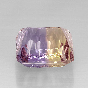 14.42カラットの天然バイカラーアメトリン（14.4×13.6 mm・エメラルドカット）