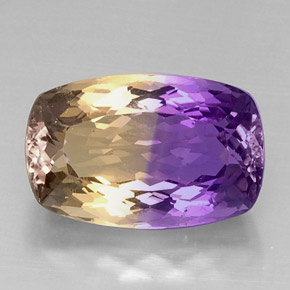 12.47カラットの天然バイカラーアメトリン、クッションカット、VVS-VS