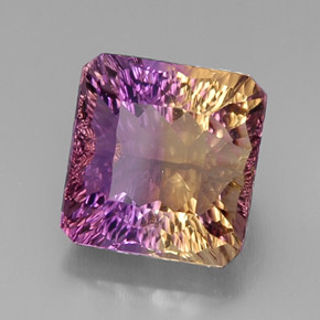 11.34カラットの天然バイカラーアメトリン（13.3×12.8 mm・エメラルドカット）