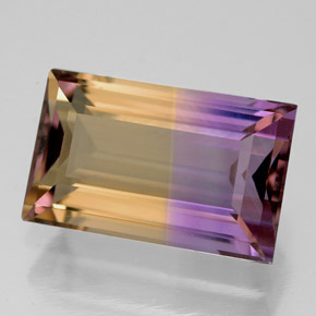 5.51カラットの天然バイカラーアメトリン（13.5×8.5 mm・バゲット）