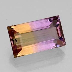 4.34カラットの天然バイカラーアメトリン（12.7×7.5 mm・バゲット）