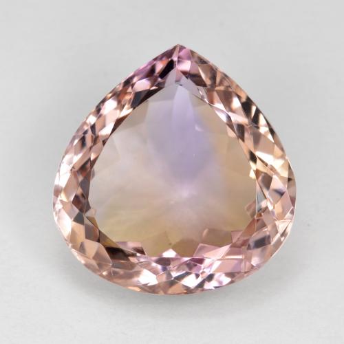 13.59カラットの天然バイカラーアメトリン（16.5×16 mm・洋梨の形）