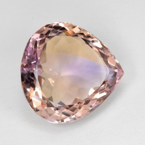 13.59カラットの天然バイカラーアメトリン（16.5×16 mm・洋梨の形）