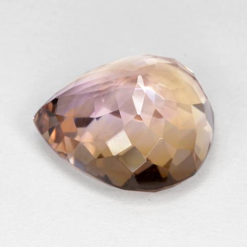 13.59カラットの天然バイカラーアメトリン（16.5×16 mm・洋梨の形）
