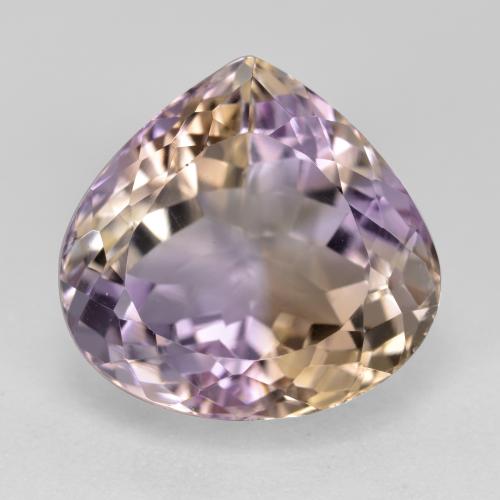 9.50カラットの天然バイカラーアメトリン（13.5×14 mm・洋梨の形）