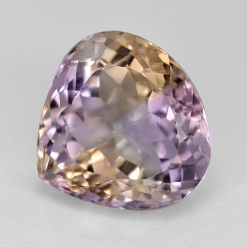 9.50カラットの天然バイカラーアメトリン（13.5×14 mm・洋梨の形）
