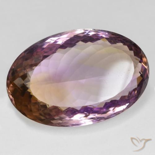 38.32カラットの天然バイカラーアメトリン、オーバルカット、VS