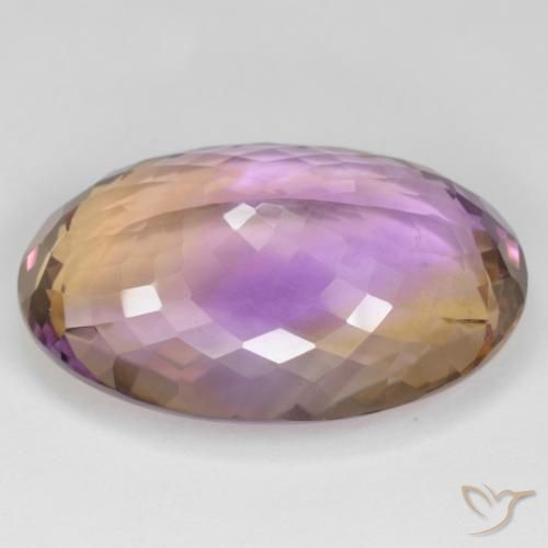 38.32カラットの天然バイカラーアメトリン、オーバルカット、VS