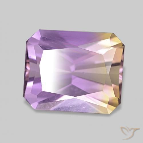 3.09カラットの天然バイカラーアメトリン、八角形 / エメラルドカット、VVS