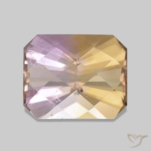 3.38ct バイカラー アメトリン, エメラルドカット, VS