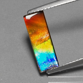 1.83カラットの天然多色アンモライト、バゲット、オペーク