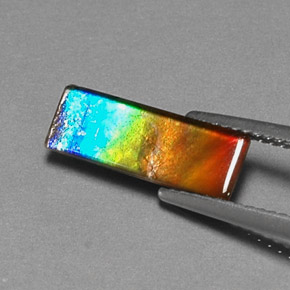 1.83カラットの天然多色アンモライト、バゲット、オペーク