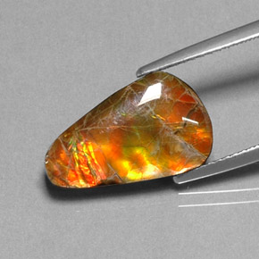 5.20カラットの天然マルチカラーアンモライト、ファンシーシェイプ、オペーク