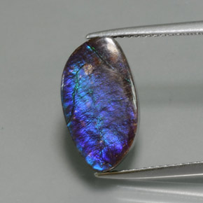 4.88カラットの天然マルチカラーアンモライト、ファンシーシェイプ、オペーク