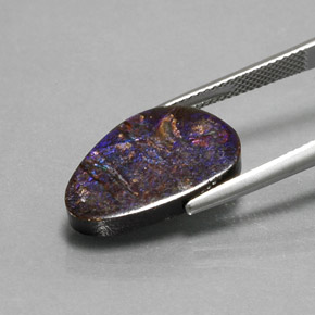 7.74カラットの天然マルチカラーアンモライト、ファンシーシェイプ、オペーク