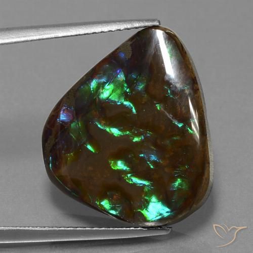 16.77ct 天然 マルチカラー アンモライト, 洋梨の形, オペーク