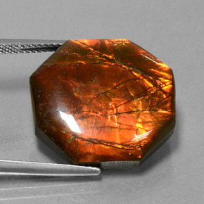 19.17カラットの天然マルチカラーアンモライト、エメラルドカット、オペーク