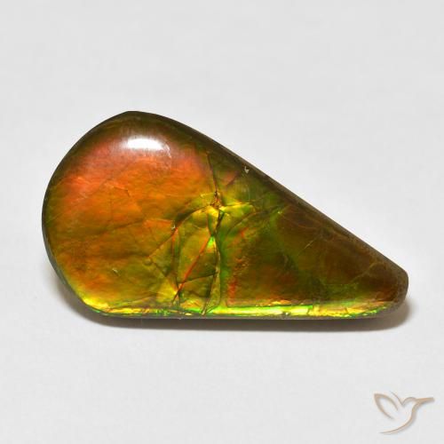 16.88ct 天然 マルチカラー アンモライト, 洋梨の形, オペーク