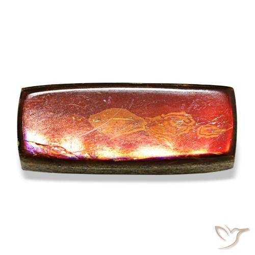 6.88カラットの天然マルチカラーアンモライト（19.2×7.8 mm・バゲット）