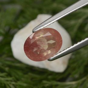 1.29カラットの天然ハニーレッドアンデシン・ラブラドライト、オーバルカット、VVS-VS