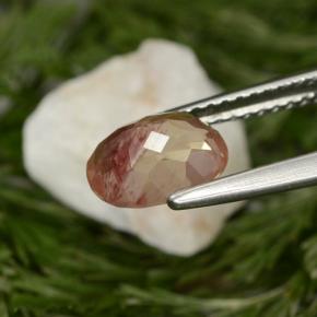 1.29カラットの天然ハニーレッドアンデシン・ラブラドライト、オーバルカット、VVS-VS