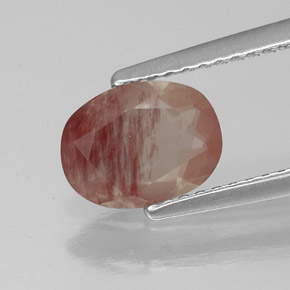 1.04カラットの天然ハニーレッドアンデシン・ラブラドライト、透明、透明/半透明