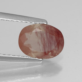 1.04カラットの天然ハニーレッドアンデシン・ラブラドライト、透明、透明/半透明