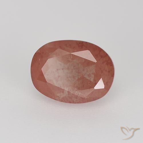 1.62カラットの天然ミディアムレッドアンデシン・ラブラドライト、オーバルカット、透明