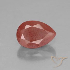 2.02ct 天然 ブラッドレッド アンデシン ラブラドライト, 洋梨の形, 透明/半透明