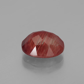 2.73カラットの天然ディープレッドアンデシン・ラブラドライト、オーバルカット、半透明