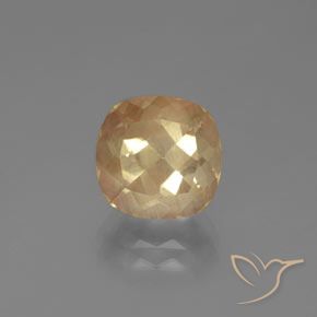 3.40ct 天然 薄いピーチゴールデン アンデシン ラブラドライト, クッション, 透明