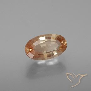 1.48カラットの天然ミディアムピーチアンデシン・ラブラドライト、オーバルカット、透明
